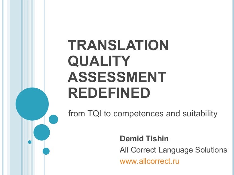 House a model for translation quality assessment House a model for translation quality assessment